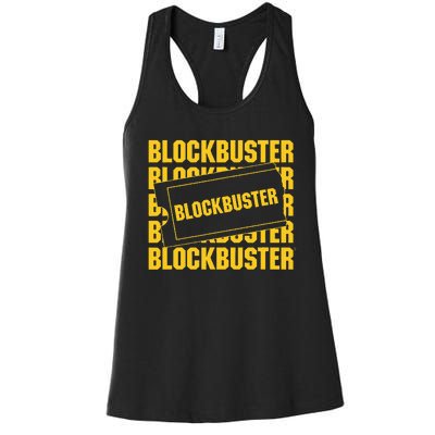 Blockbuster Repeating Logo With Ticket Women's Racerback Tank