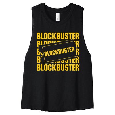 Blockbuster Repeating Logo With Ticket Women's Racerback Cropped Tank