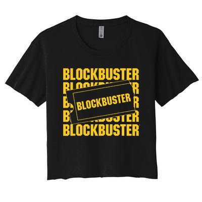 Blockbuster Repeating Logo With Ticket Women's Crop Top Tee