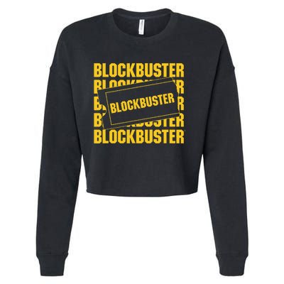 Blockbuster Repeating Logo With Ticket Cropped Pullover Crew