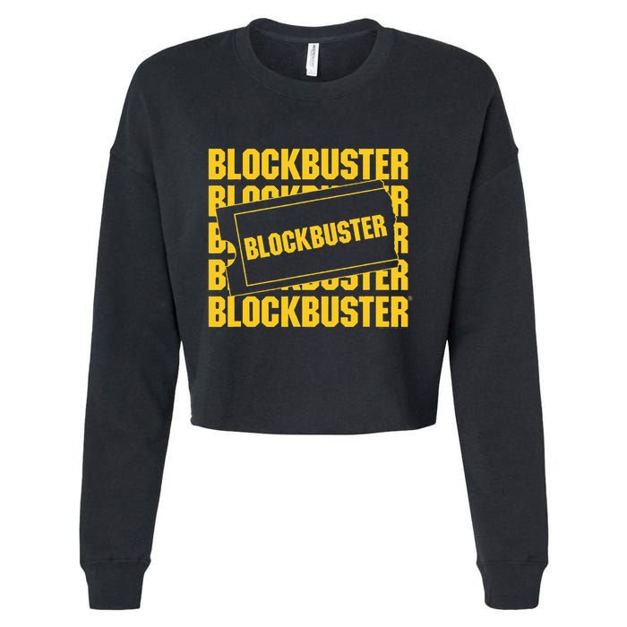 Blockbuster Repeating Logo With Ticket Cropped Pullover Crew