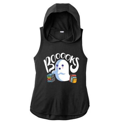 Book Reading Lover Halloween Ghost Librarian Reading Club Ladies PosiCharge Tri-Blend Wicking Draft Hoodie Tank