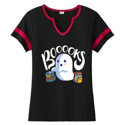 Book Reading Lover Halloween Ghost Librarian Reading Club Ladies Halftime Notch Neck Tee