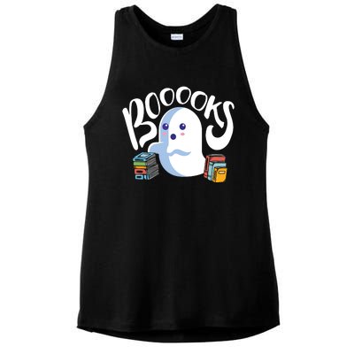 Book Reading Lover Halloween Ghost Librarian Reading Club Ladies PosiCharge Tri-Blend Wicking Tank