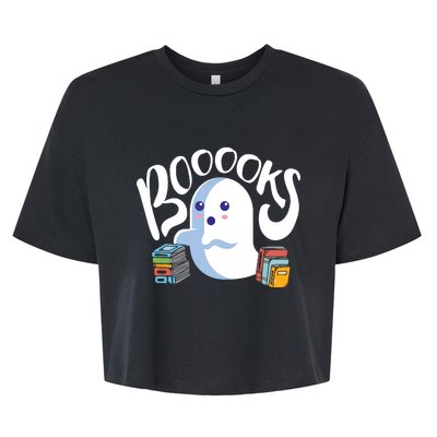 Book Reading Lover Halloween Ghost Librarian Reading Club Bella+Canvas Jersey Crop Tee