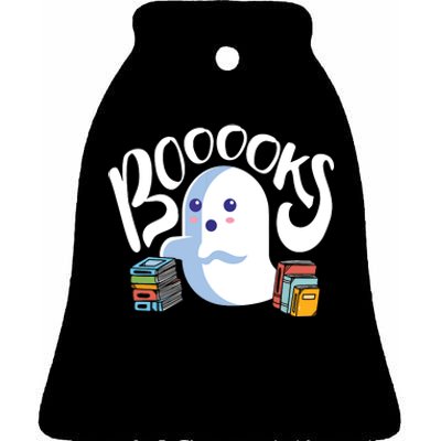 Book Reading Lover Halloween Ghost Librarian Reading Club Ceramic Bell Ornament