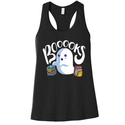 Book Reading Lover Halloween Ghost Librarian Reading Club Women's Racerback Tank