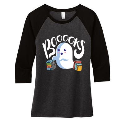 Book Reading Lover Halloween Ghost Librarian Reading Club Women's Tri-Blend 3/4-Sleeve Raglan Shirt