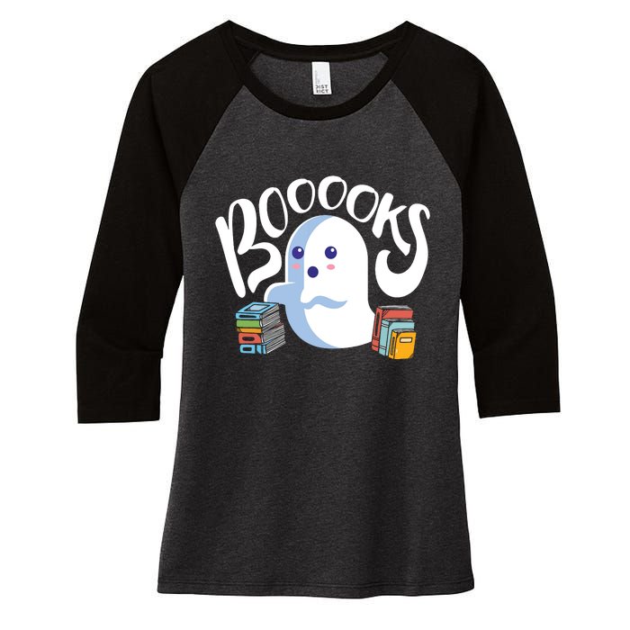 Book Reading Lover Halloween Ghost Librarian Reading Club Women's Tri-Blend 3/4-Sleeve Raglan Shirt