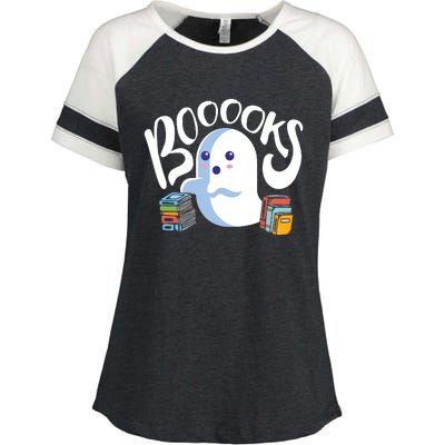 Book Reading Lover Halloween Ghost Librarian Reading Club Enza Ladies Jersey Colorblock Tee