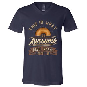 Bagel Roll Lover Baker Wheat Bakery Jewish Bread Gift Idea V-Neck T-Shirt