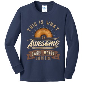 Bagel Roll Lover Baker Wheat Bakery Jewish Bread Gift Idea Kids Long Sleeve Shirt