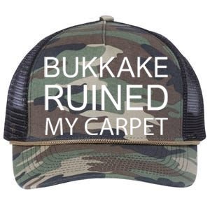 Bukkake Ruined My Carpet Funny Offensive Saying Retro Rope Trucker Hat Cap