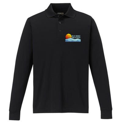 Blue Ridge Mountains Vintage Hiking Camping Performance Long Sleeve Polo