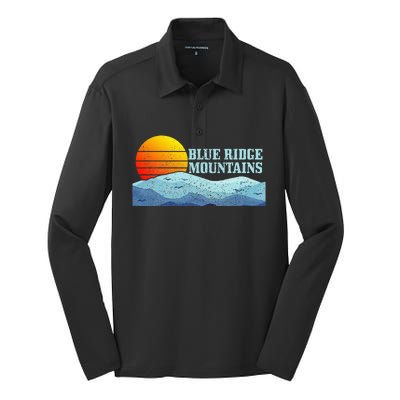 Blue Ridge Mountains Vintage Hiking Camping Silk Touch Performance Long Sleeve Polo