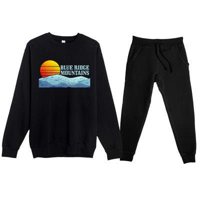 Blue Ridge Mountains Vintage Hiking Camping Premium Crewneck Sweatsuit Set