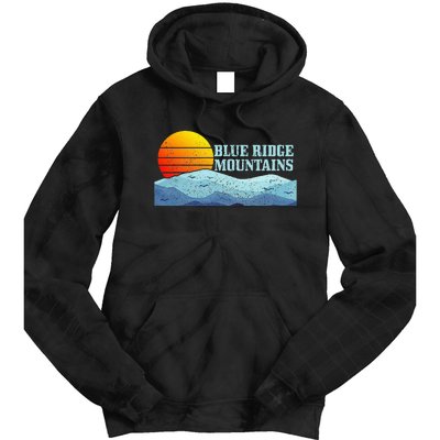 Blue Ridge Mountains Vintage Hiking Camping Tie Dye Hoodie