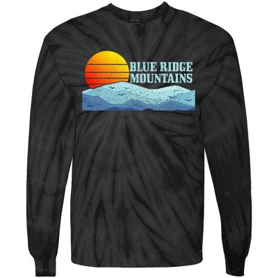 Blue Ridge Mountains Vintage Hiking Camping Tie-Dye Long Sleeve Shirt