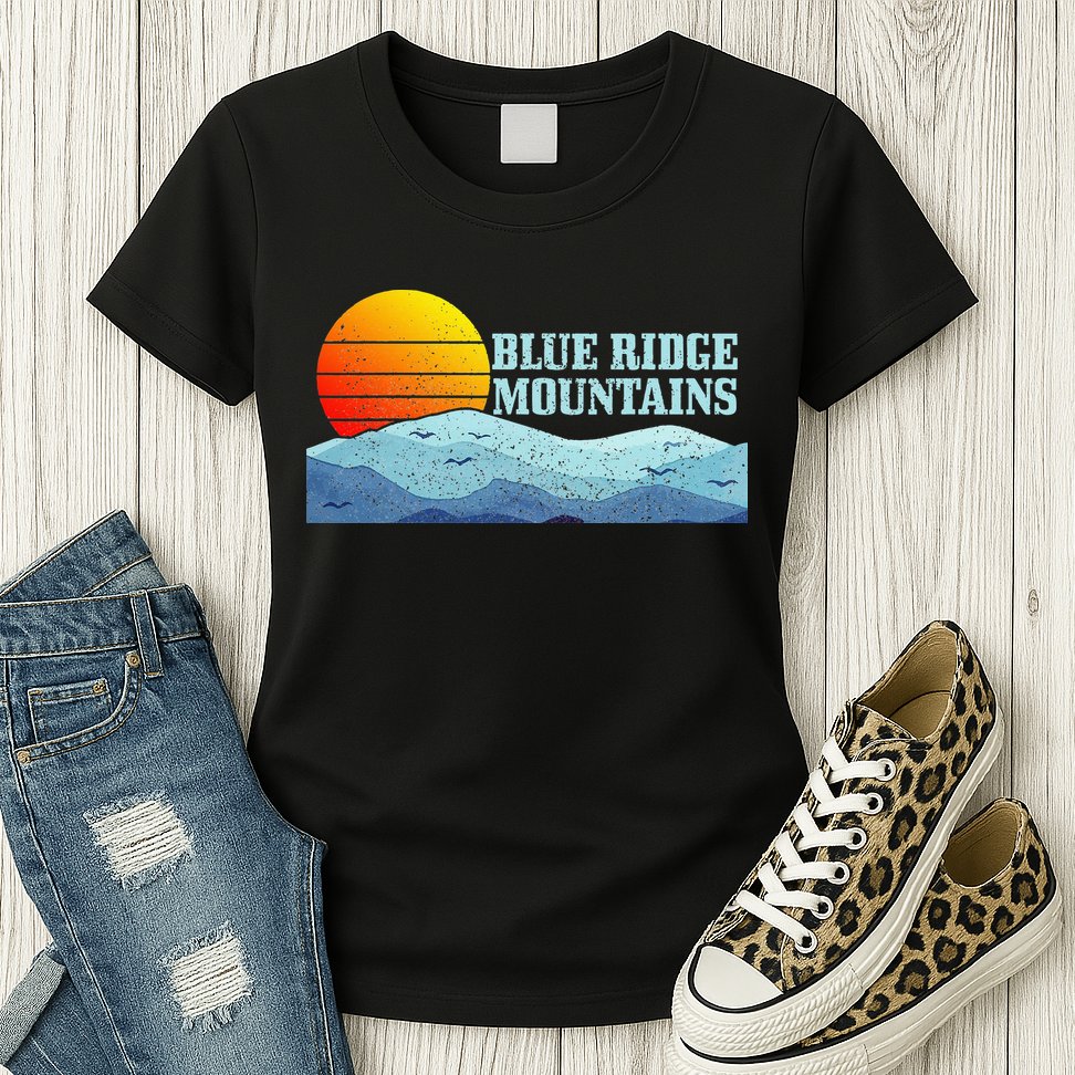 Blue Ridge Mountains Vintage Hiking Camping Womens T-Shirt
