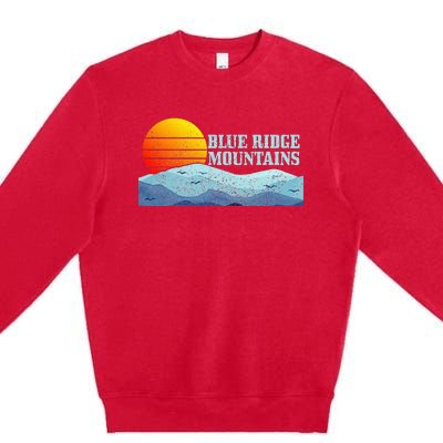 Blue Ridge Mountains Vintage Hiking Camping Premium Crewneck Sweatshirt