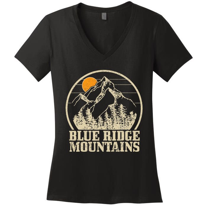 Blue Ridge Mountains Vintage Vintage Hiking Camping Gift Women's V-Neck T-Shirt