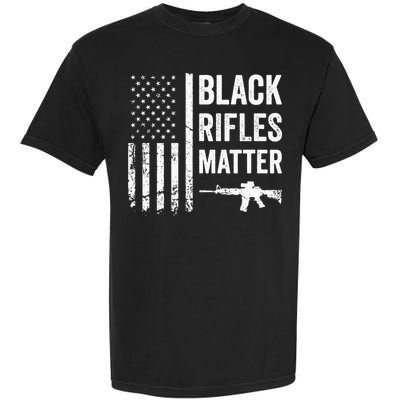 Black Rifles Matter Funny Pro Gun Rights American Flag Garment-Dyed Heavyweight T-Shirt