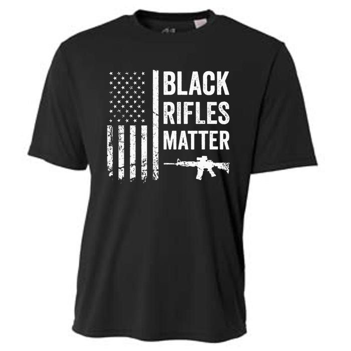 Black Rifles Matter Funny Pro Gun Rights American Flag Cooling Performance Crew T-Shirt