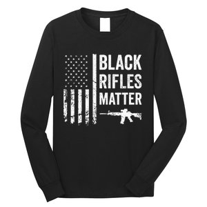 Black Rifles Matter Funny Pro Gun Rights American Flag Long Sleeve Shirt