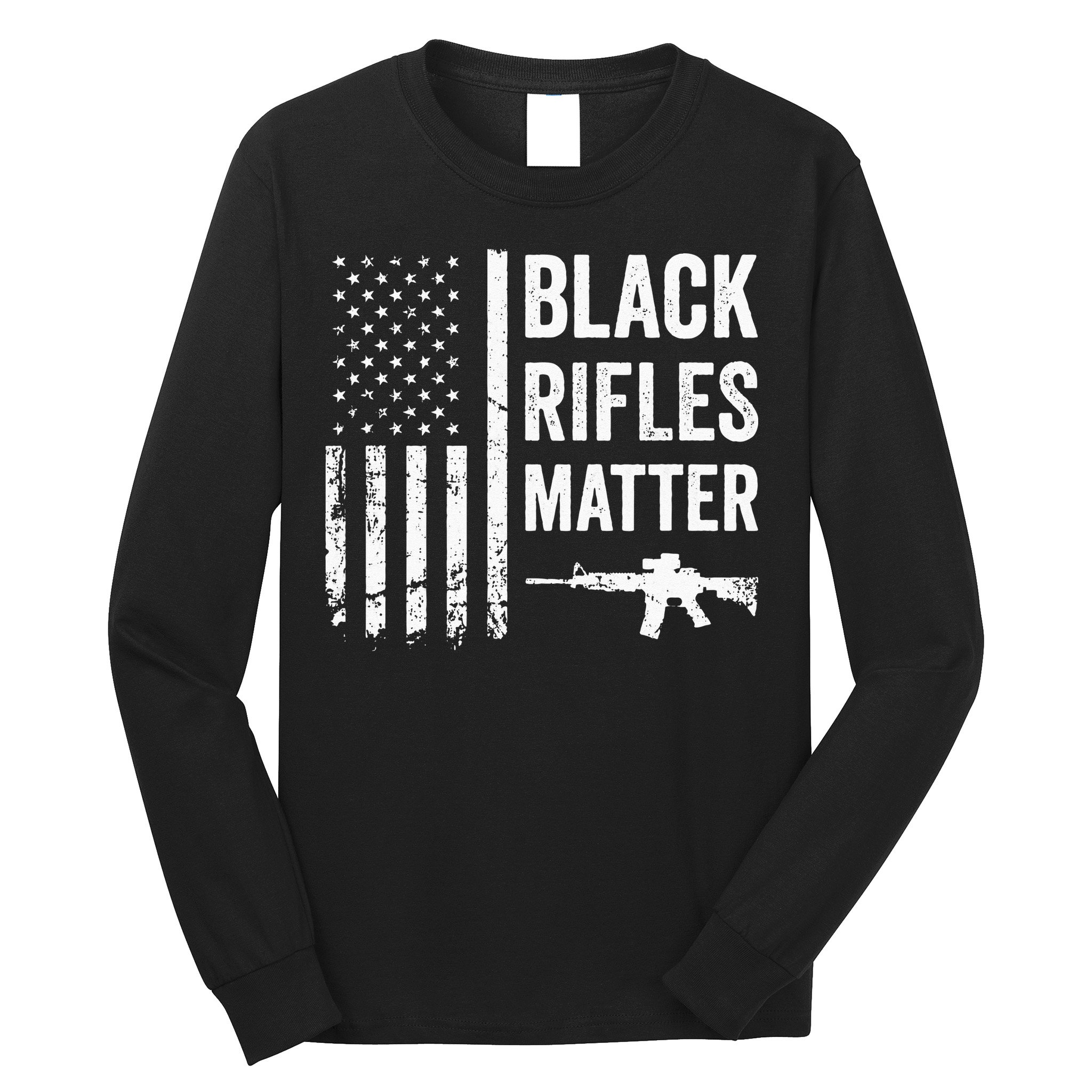 Black Rifles Matter Funny Pro Gun Rights American Flag Long Sleeve Shirt