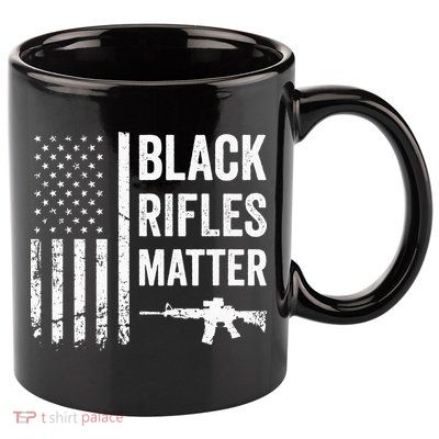 Black Rifles Matter Funny Pro Gun Rights American Flag 11oz C Handle Ceramic Mug