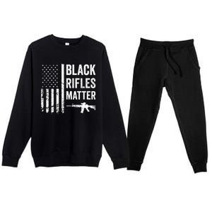 Black Rifles Matter Funny Pro Gun Rights American Flag Premium Crewneck Sweatsuit Set