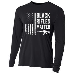 Black Rifles Matter Funny Pro Gun Rights American Flag Cooling Performance Long Sleeve Crew