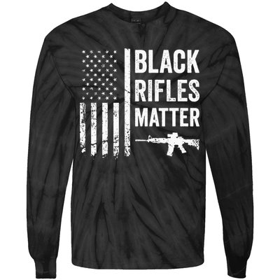 Black Rifles Matter Funny Pro Gun Rights American Flag Tie-Dye Long Sleeve Shirt
