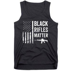 Black Rifles Matter Funny Pro Gun Rights American Flag Tank Top