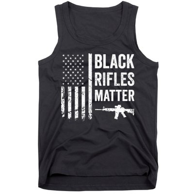 Black Rifles Matter Funny Pro Gun Rights American Flag Tank Top
