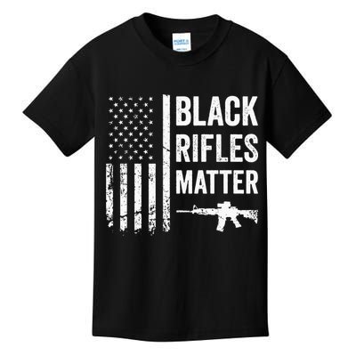 Black Rifles Matter Funny Pro Gun Rights American Flag Kids T-Shirt