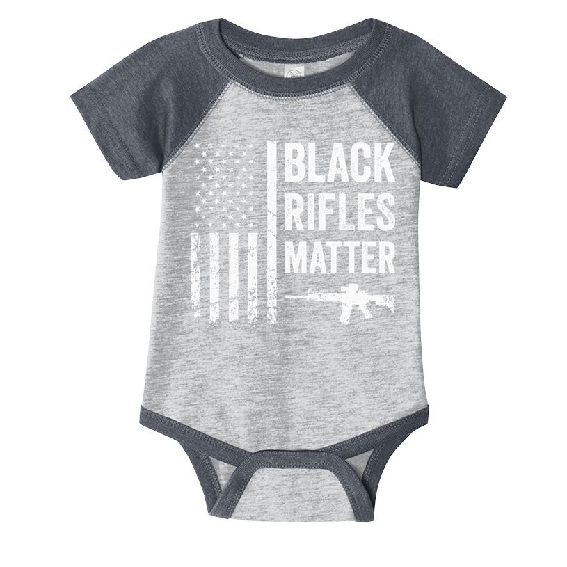 Black Rifles Matter Funny Pro Gun Rights American Flag Infant Baby Jersey Bodysuit