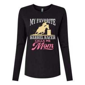 Barrel Racing Mom Horse Favorite Barrel Racer Mother's Day Gift Womens Cotton Relaxed Long Sleeve T-Shirt