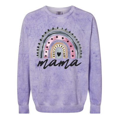 Boho Rainbow Mama Watercolor New Mom Colorblast Crewneck Sweatshirt