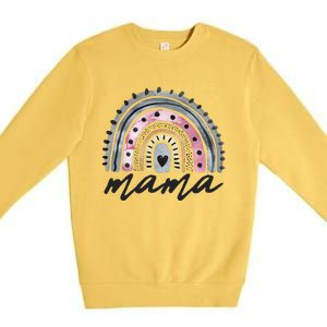 Boho Rainbow Mama Watercolor New Mom Premium Crewneck Sweatshirt