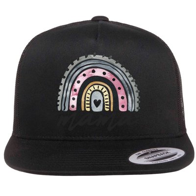 Boho Rainbow Mama Watercolor New Mom Flatbill Hat