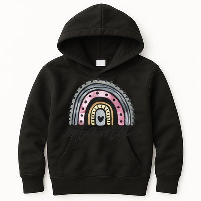 Boho Rainbow Mama Watercolor New Mom Kids Hoodie