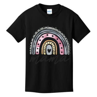 Boho Rainbow Mama Watercolor New Mom Kids T-Shirt