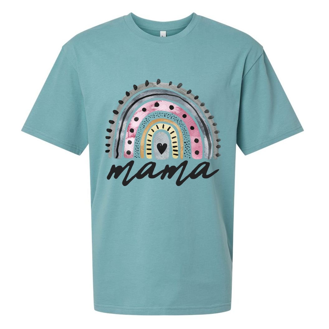 Boho Rainbow Mama Watercolor New Mom Sueded Cloud Jersey T-Shirt