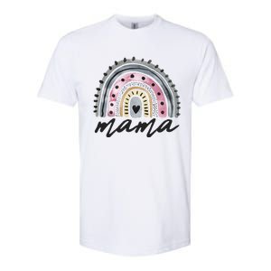 Boho Rainbow Mama Watercolor New Mom Softstyle CVC T-Shirt