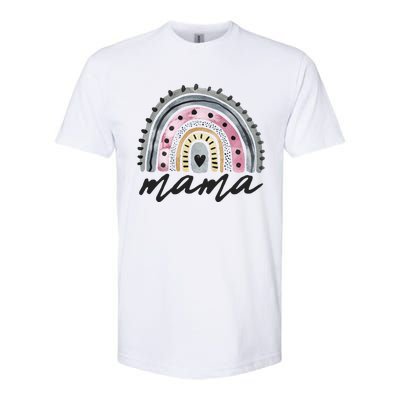 Boho Rainbow Mama Watercolor New Mom Softstyle CVC T-Shirt