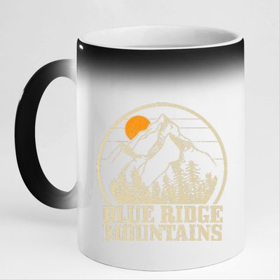 Blue Ridge Mountains Vintage Vintage Hiking Camping Gift 11oz Black Color Changing Mug