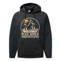 Blue Ridge Mountains Vintage Vintage Hiking Camping Gift Performance Fleece Hoodie