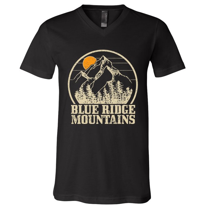 Blue Ridge Mountains Vintage Vintage Hiking Camping Gift V-Neck T-Shirt