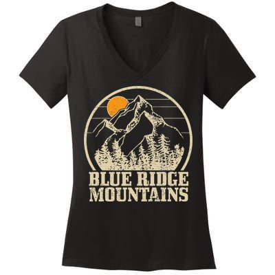Blue Ridge Mountains Vintage Vintage Hiking Camping Gift Women's V-Neck T-Shirt
